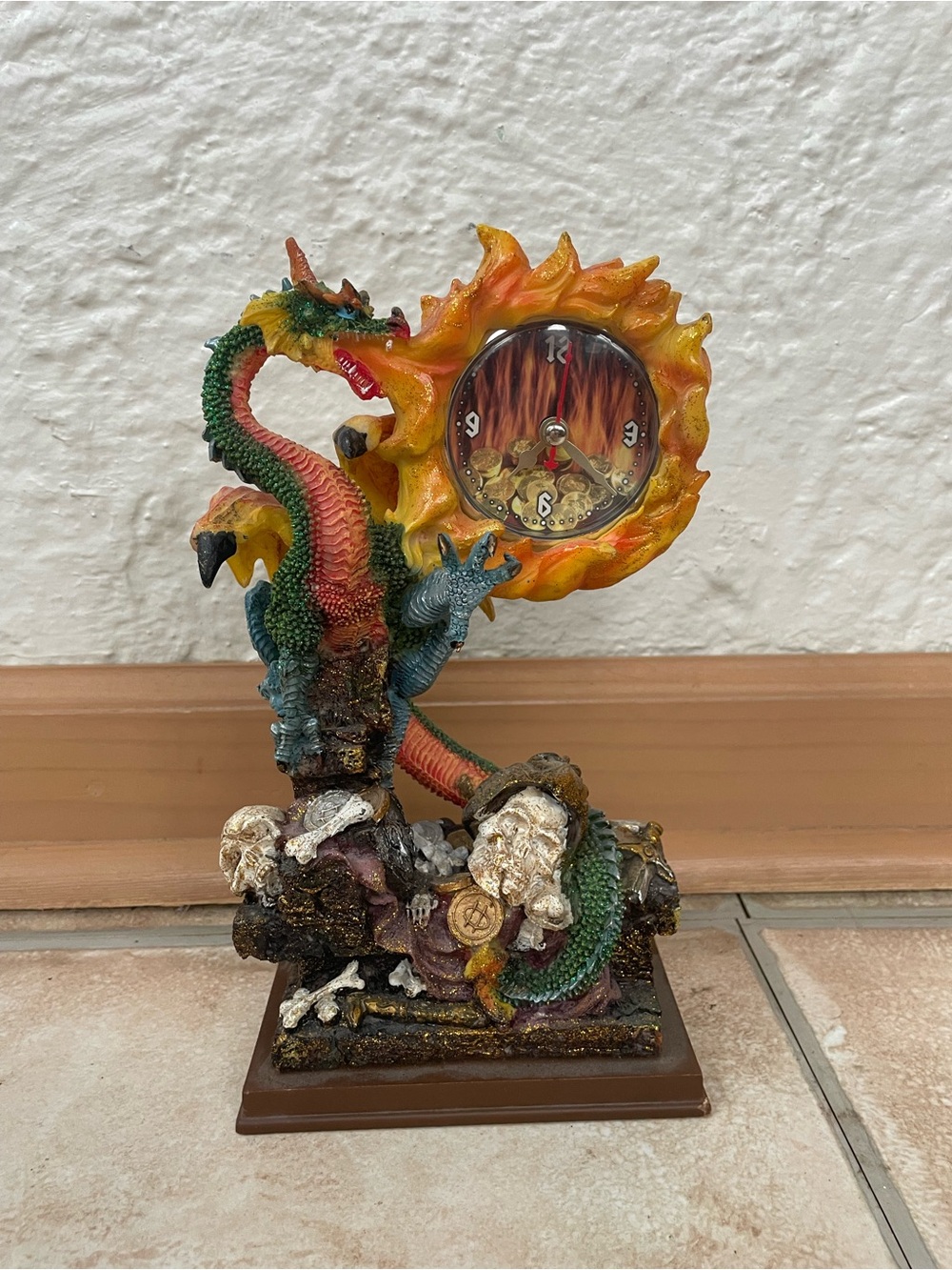 Dragon Breathing Fire Desk Mantle Clock Gothic Fantasy Home Decor  Gamer